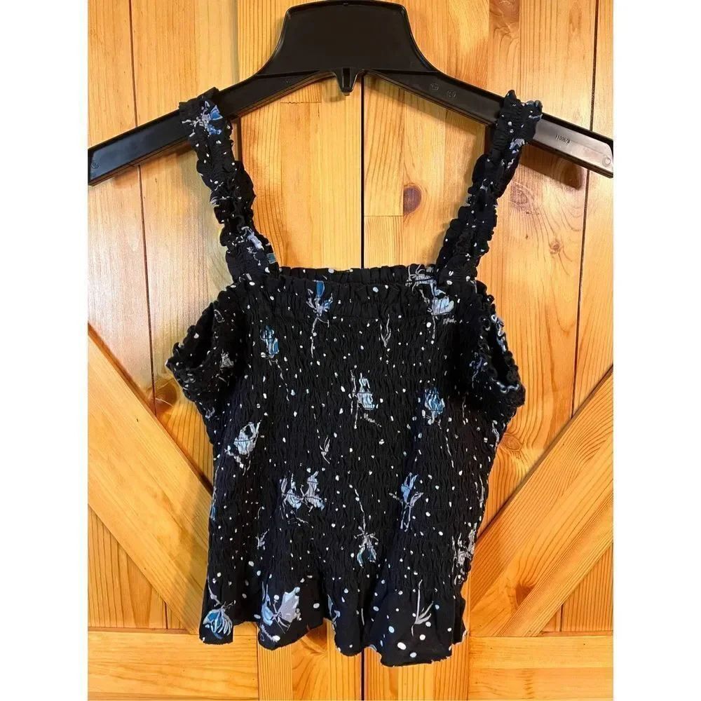 Lucky Brand Crop Top Black Floral Small S (2212)